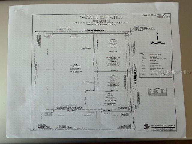 This is a survey map of the Sasser Estates minor subdivision in Hillsborough County, Florida — 0 BOB HEAD ROAD, PLANT CITY, FL