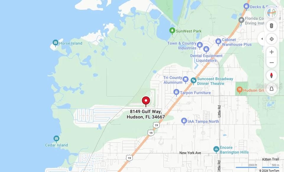 This is a map showing the location of a property in Hudson, Florida — 8149 GULF WAY, HUDSON, FL