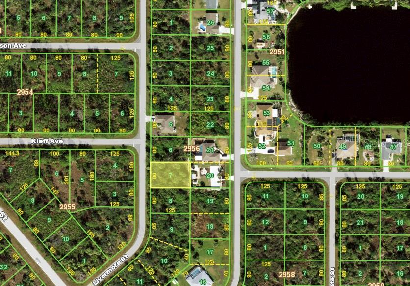This is a map showing residential lots and streets in a neighborhood — 2296 LIVERMORE STREET, PORT CHARLOTTE, FL
