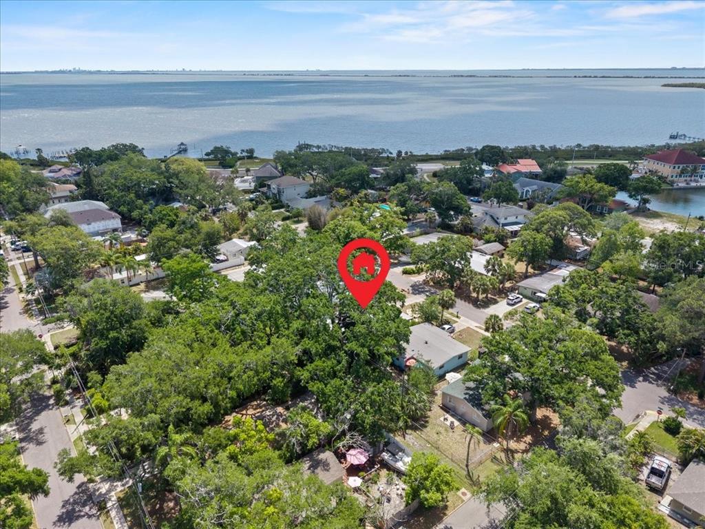 A single-story house with a red front door, a carport, and a landscaped rock garden — 531 6TH STREET S, SAFETY HARBOR, FL