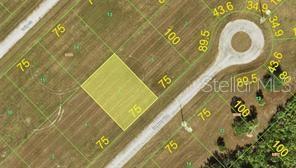 This is a map showing a highlighted rectangular land parcel with dimensions along a cul-de-sac — 9 DOGWOOD LANE, PLACIDA, FL