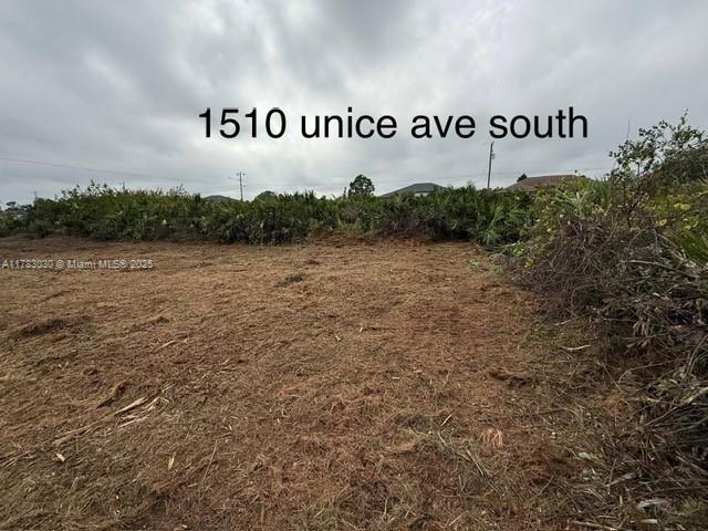 A cleared, vacant dirt lot is bordered by dense vegetation under a cloudy sky — 1510 Unice AVE S, Lehigh Acres FL 33976, LEHIGH ACRES, FL