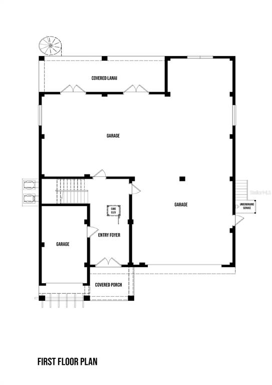 This is a floor plan for a first level featuring an entry foyer and garage space — 760 SEAVIEW DRIVE, CRYSTAL BEACH, FL