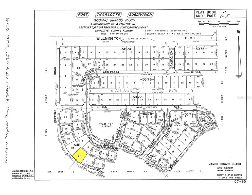 This is a plat map showing the layout of lots and streets in a subdivision — 12400 BUFFING ROAD, PORT CHARLOTTE, FL