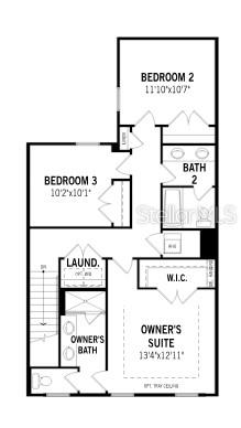This is a floor plan for the upper level of a house featuring three bedrooms — 1859 SEAWALL WAY, CELEBRATION, FL