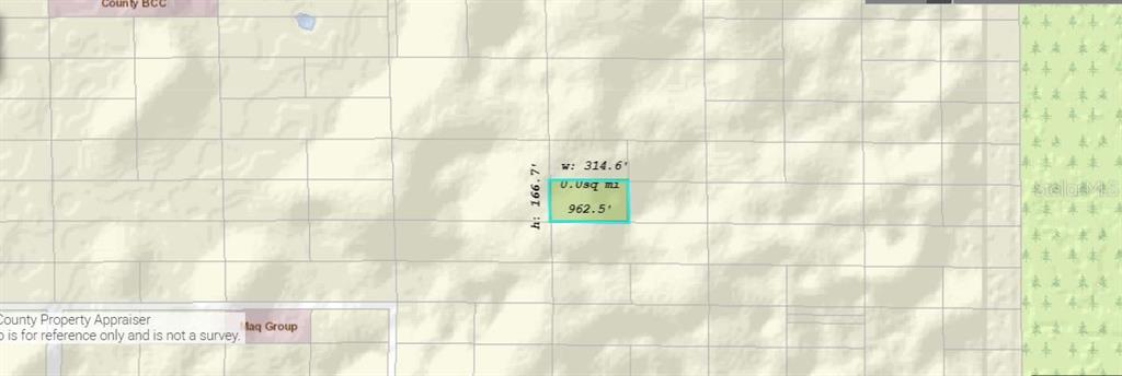 This is a map showing a highlighted rectangular land parcel with its dimensions labeled — DILL ROAD, ORLANDO, FL