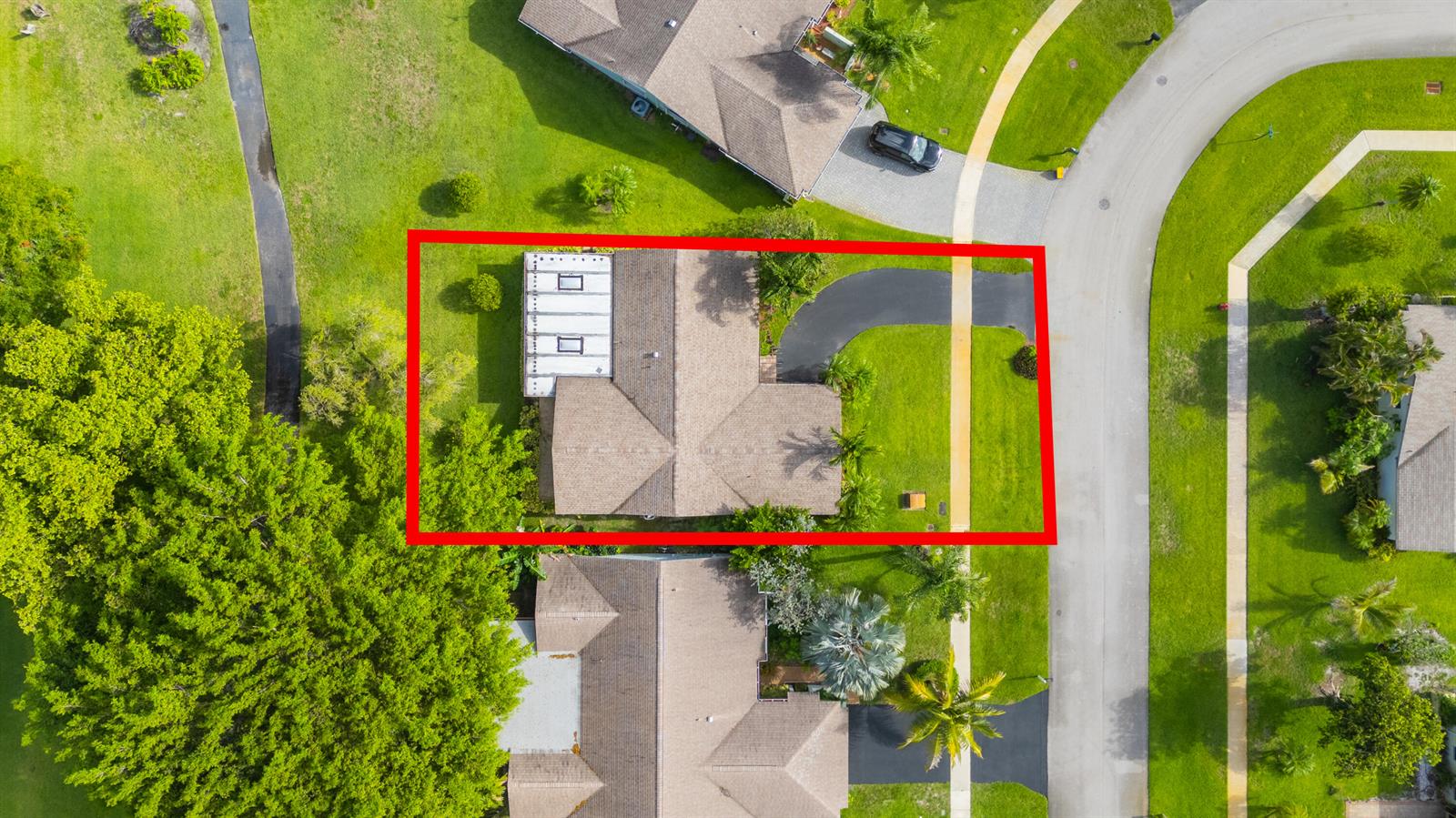 An aerial view shows a single-story house with a screened patio and a driveway — 18051 S 104th Ter Terrace S, Boca Raton FL 33498, BOCA RATON, FL