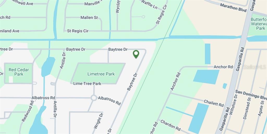 This is a map showing the location of a property near Limetree Park — 341 BAYTREE DRIVE, ROTONDA WEST, FL