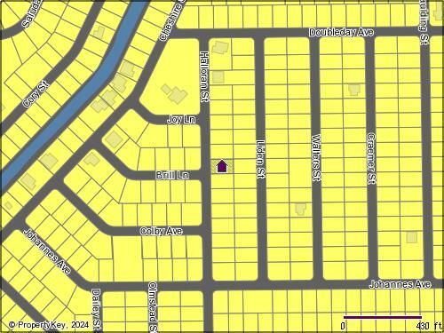 This is a map showing property lines and street layouts in a residential neighborhood — 310 Halloran Street, FL 33953, FL