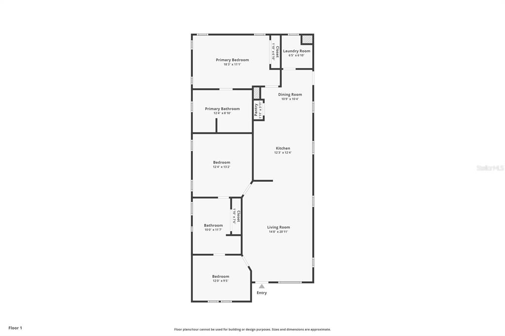 This is a floor plan for a single-story home with three bedrooms and two bathrooms — 2100 KINGS HIGHWAY UNIT 742, PORT CHARLOTTE, FL