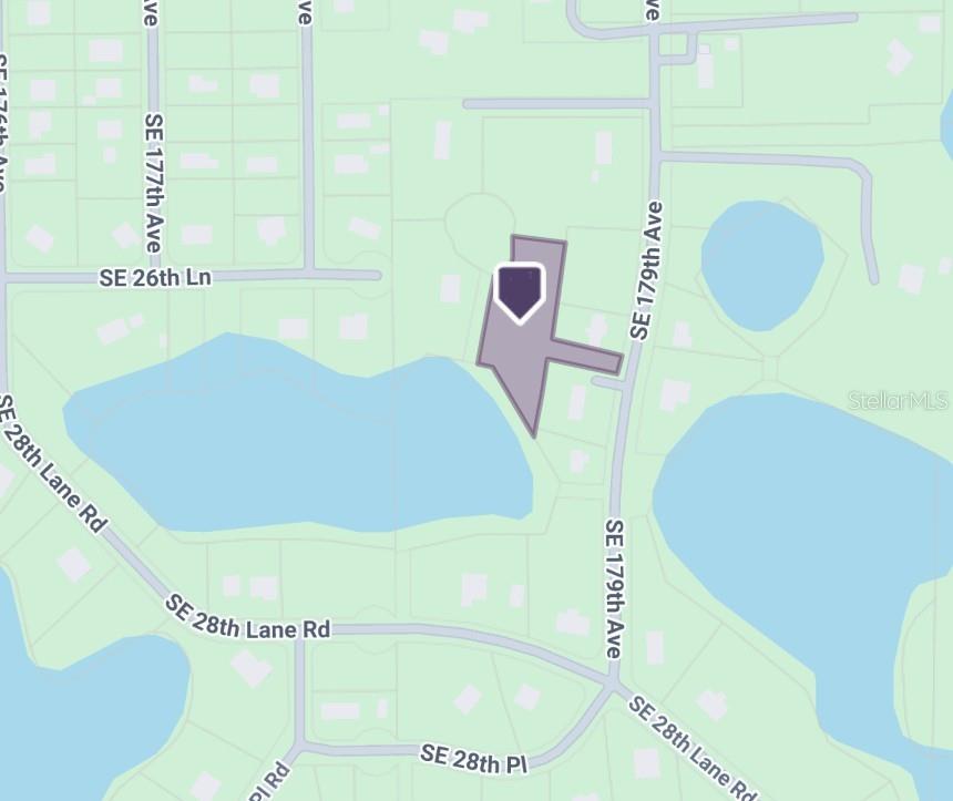 This is an aerial map view showing a residential lot highlighted in a suburban area — 2650 SE 179TH AVENUE, SILVER SPRINGS, FL