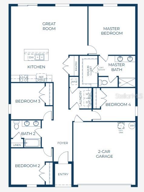This is a floor plan for a single-story home featuring four bedrooms, two bathrooms, and a two-car garage — 862 SW 80TH WAY, GAINESVILLE, FL