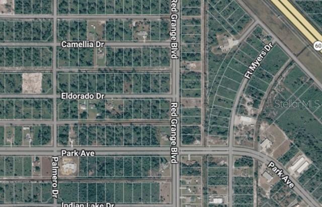 This is an aerial map showing a grid of residential streets and vacant land parcels — 6 EL DORADO DRIVE, INDIAN LAKE ESTATES, FL