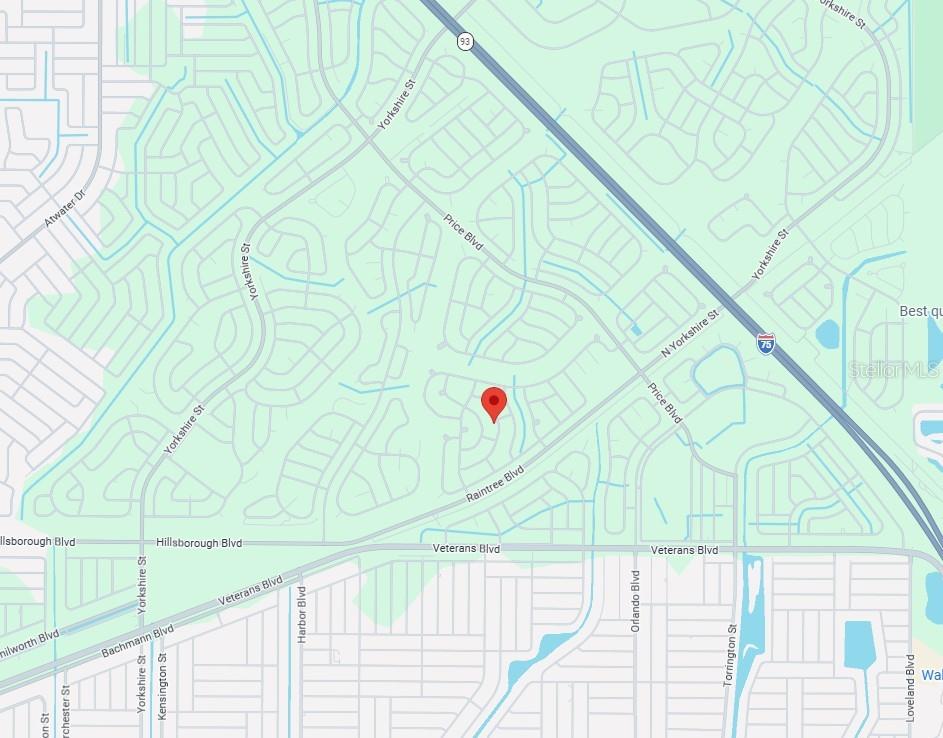 This is a map showing residential streets and a red location marker — Lot 17 OVERLOOK ROAD, NORTH PORT, FL