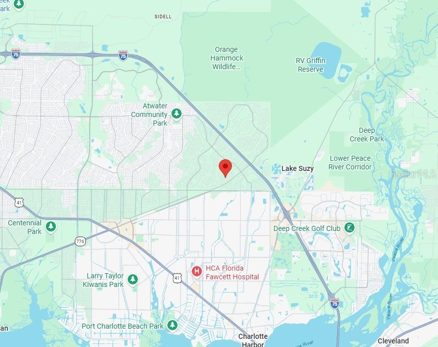 This is a map showing the location of a property in Port Charlotte, Florida — Lot 17 OVERLOOK ROAD, NORTH PORT, FL