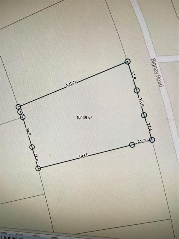 This is a survey map showing the dimensions and total square footage of a land parcel — BIGNAY ROAD, NORTH PORT, FL