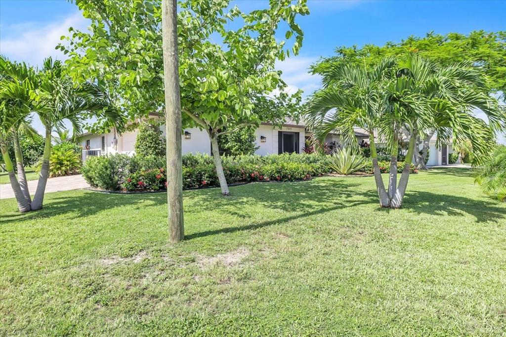 A single-story house with a lawn, palm trees, and a wooden utility pole in front — 1903 SE 29TH LANE, CAPE CORAL, FL