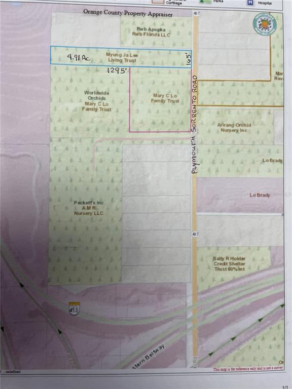 This is a property map showing land parcels and road boundaries in Orange County — 6614 PLYMOUTH SORRENTO ROAD, APOPKA, FL