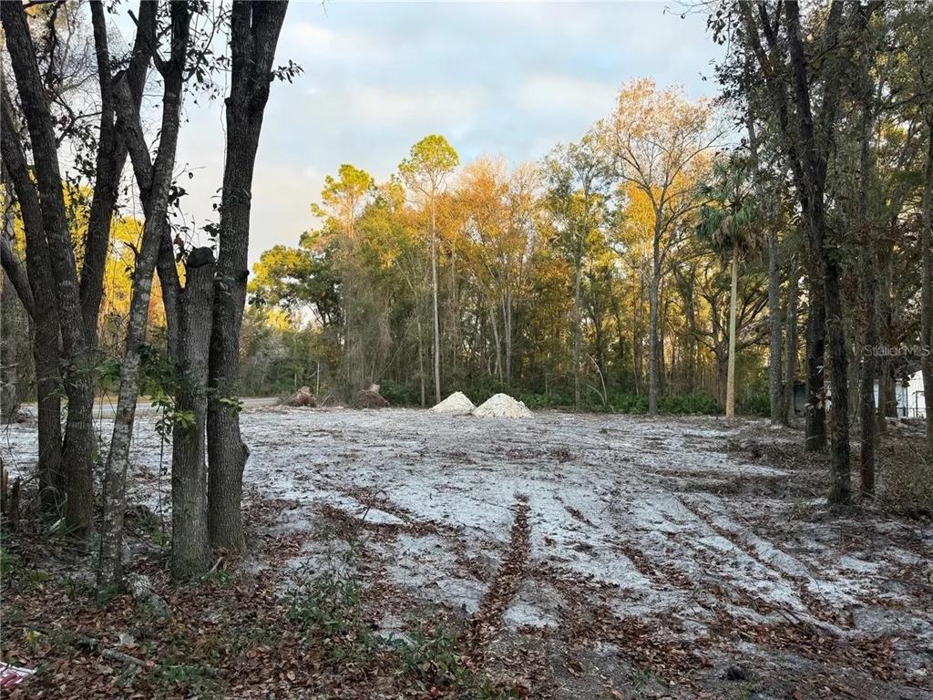 A cleared, sandy residential lot is surrounded by mature trees with two piles of fill — TBD NW 110TH AVENUE, CHIEFLAND, FL