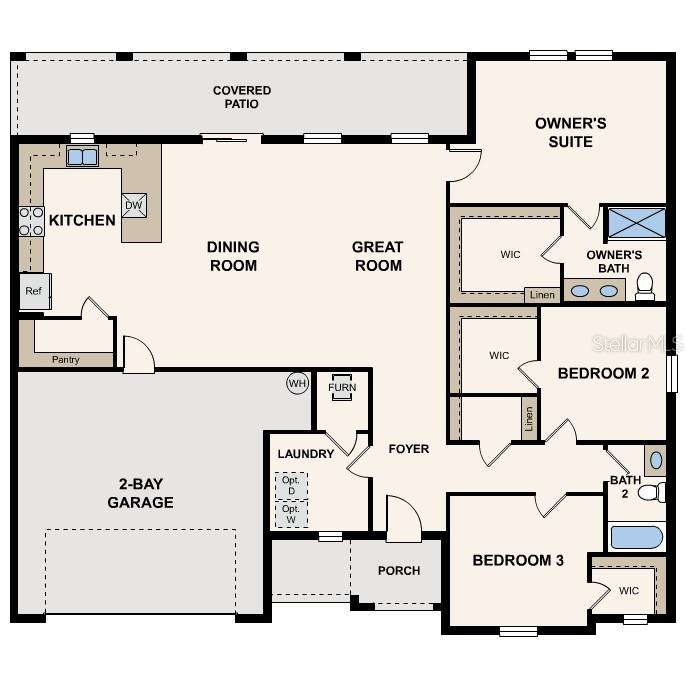 This is a floor plan for a single-story house with three bedrooms and a garage — 714 OAK HAMMOCK COURT, AVON PARK, FL