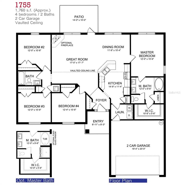 This floor plan shows a four-bedroom, two-bath home with a two-car garage and patio — 18330 KOALA AVENUE, PORT CHARLOTTE, FL